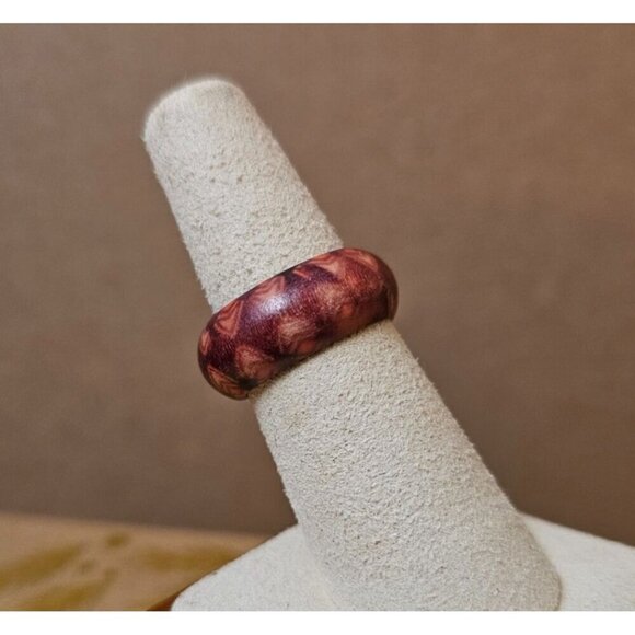 Size 6.5 Real Wood Unisex Ring Handcrafted Matte Finish Minimalist Jewelry - Picture 2 of 4